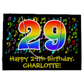 29e verjaardag - Kleurrijke muzieksymbolen, Rainbo Groot Cadeauzakje (Achterkant)