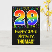 29e verjaardag: kleurrijke muzieksymbolen + regenb kaart (Gele Bloem)