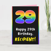 29e verjaardag: kleurrijke regenboog # 29, Naam va Kaart (Voorkant)