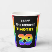 29e verjaardag: kleurrijke regenboog # 29, Naam va Papieren Bekers (Voorkant)
