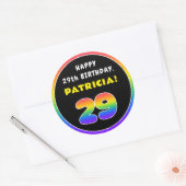 29e verjaardag: kleurrijke regenboog # 29, Naam va Ronde Sticker (Envelop)