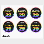 29e verjaardag: kleurrijke regenboog # 29, Naam va Ronde Sticker (Vel)