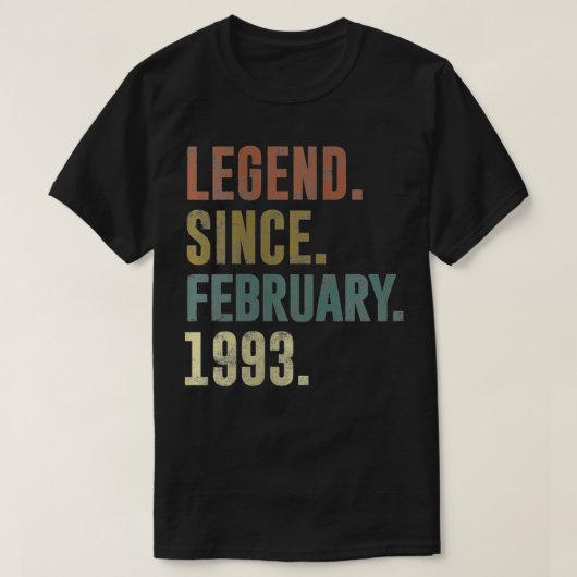 29e verjaardag  Legende vrouw sinds februari T-shirt (Design voorkant)