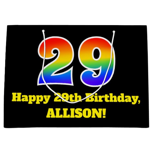 29e verjaardag ~ Leuk, kleurrijk, levendig, regenb Groot Cadeauzakje (Voorkant)