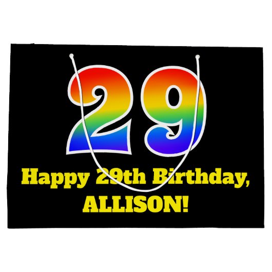 29e verjaardag ~ Leuk, kleurrijk, levendig, regenb Groot Cadeauzakje (Achterkant)