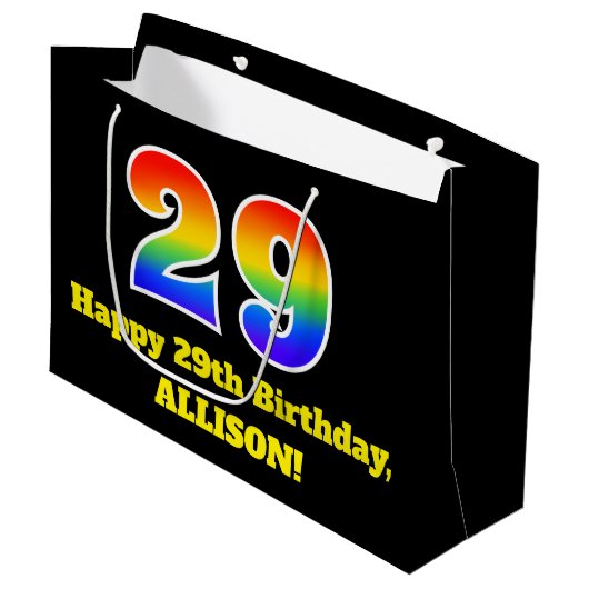 29e verjaardag ~ Leuk, kleurrijk, levendig, regenb Groot Cadeauzakje (Voorkant Gekanteld)
