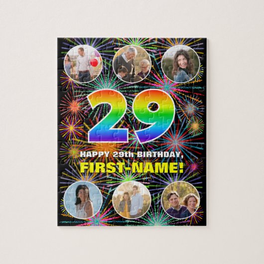 29e Verjaardag: Leuk Regenboog #, Aangepaste Naam  Legpuzzel (Verticaal)