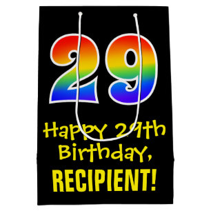 29e verjaardag: Leuk, Vet, Kleurrijk, Regenboog "2 Medium Cadeauzakje