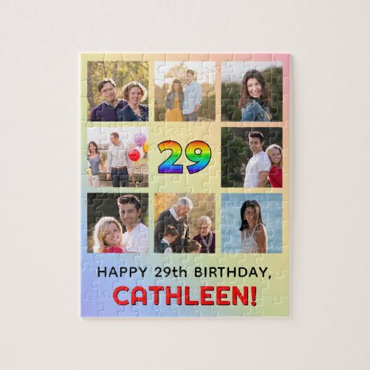 29e Verjaardag: Leuke Regenboog #, Aangepaste Naam Legpuzzel (Verticaal)