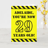 29e verjaardag: Leuke stencil stijl tekst, aangepa Kaart (Gele Bloem)