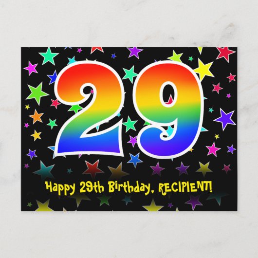 29e verjaardag: Leuke sterrenprint, Regenboog 29,  Briefkaart (Voorkant)