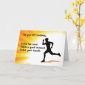 29e Verjaardag Man Running met Sunburst Achtergron Kaart (Gele Bloem)