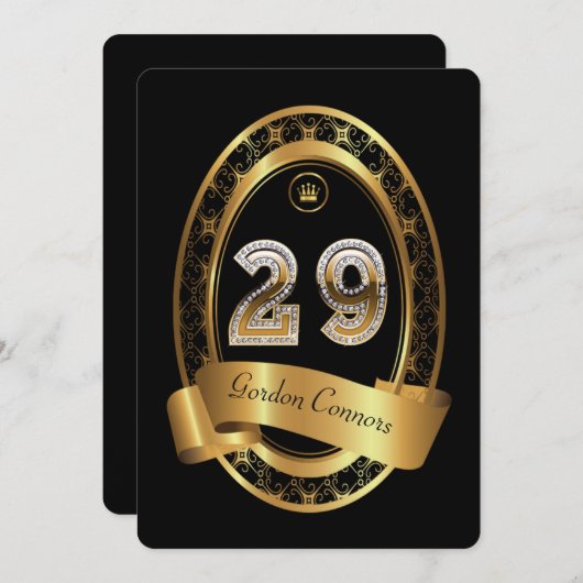 29e verjaardag, man verjaardagsfeestvrouw, elegant kaart (Voorkant / Achterkant)