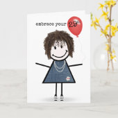 29e verjaardag meisje met rode ballon kaart (Gele Bloem)