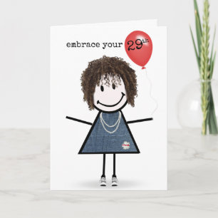 29e verjaardag meisje met rode ballon kaart