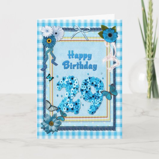 29e verjaardag met een scrapbook-effect kaart (Voorkant)