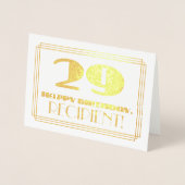 29e verjaardag; naam + Art Deco geïnspireerd look  Folie Kaarten (Voorkant)