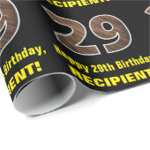 29e Verjaardag: Naam & Faux Wood Grain Patroon "29 Cadeaupapier (Rol Hoek)