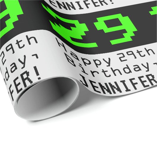 29e verjaardag - Nerdy / Geeky stijl "29" en naam Cadeaupapier (Rol Hoek)