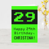29e verjaardag: Nerdy / Geeky Style "29" en naam Kaart (Gele Bloem)