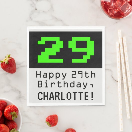 29e verjaardag - Nerdy / Geeky Style "29" en naam Servet (Insitu)