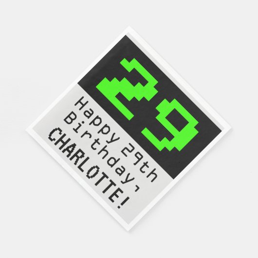 29e verjaardag - Nerdy / Geeky Style "29" en naam Servet (Hoek)