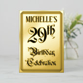 29e verjaardag Partij — Elegant Manuscript + de Na Folie Uitnodiging (Staand Voorkant)