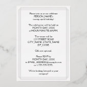 29e verjaardag Partij — Elegant Manuscript + de Na Folie Uitnodiging (Achterkant)