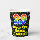 29e Verjaardag: Plezier Muzieknoten, Regenboog 29 Papieren Bekers (Achterkant)