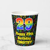 29e Verjaardag: Plezier Muzieknoten, Regenboog 29 Papieren Bekers (Voorkant)