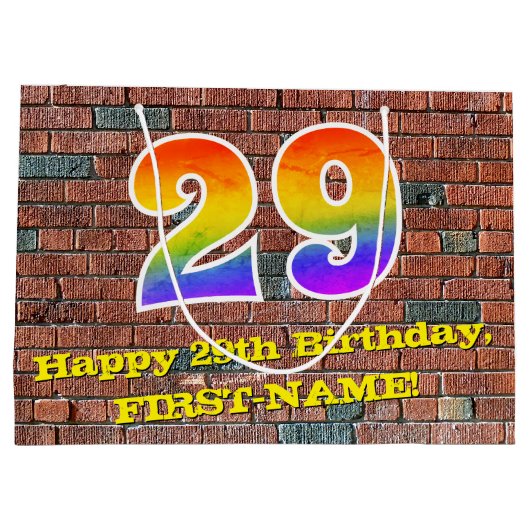 29e verjaardag: Plezier, op graffiti geïnspireerde Groot Cadeauzakje (Achterkant)