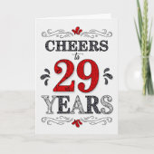 29e verjaardag Proost in rood wit zwart patroon Kaart (Voorkant)