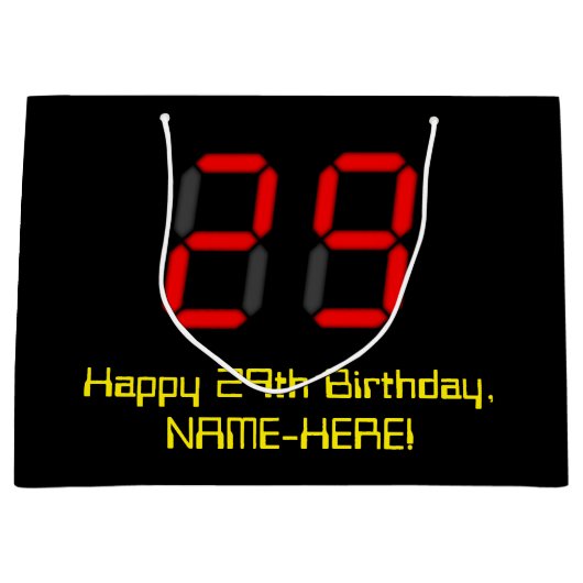 29e verjaardag: Red Digital Clock Style "29" + naa Groot Cadeauzakje (Voorkant)