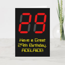 29e verjaardag: Red Digital Clock Style "29" + naa Kaart