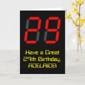 29e verjaardag: Red Digital Clock Style "29" + naa Kaart (Gele Bloem)