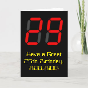 29e verjaardag: Red Digital Clock Style "29" + naa Kaart