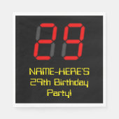 29e verjaardag: Red Digital Clock Style "29" + naa Servet (Voorkant)