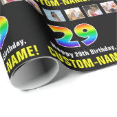 29e Verjaardag: Regenboog "29"; Aangepaste Foto's  Cadeaupapier (Rol Hoek)