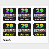 29e Verjaardag: Regenboog "29"; Aangepaste Foto's  Vierkante Sticker (Vel)