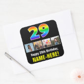 29e Verjaardag: Regenboog "29"; Aangepaste Foto's  Vierkante Sticker (Envelop)