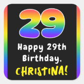 29e verjaardag: Regenboogspectrum # 29, Aangepaste Vierkante Sticker (Voorkant)