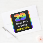 29e verjaardag: Regenboogspectrum # 29, Aangepaste Vierkante Sticker (Envelop)