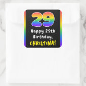 29e verjaardag: Regenboogspectrum # 29, Aangepaste Vierkante Sticker (Tas)