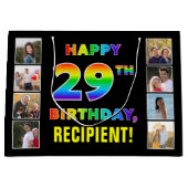 29e Verjaardag: Regenboogtekst, Aangepaste foto's  Groot Cadeauzakje (Voorkant)