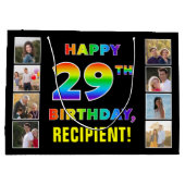 29e Verjaardag: Regenboogtekst, Aangepaste foto's  Groot Cadeauzakje (Achterkant)