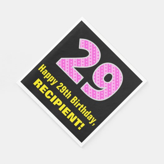 29e verjaardag: Roze strepen en hart "29" + naam Servet (Hoek)