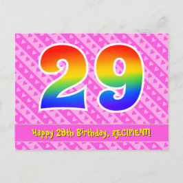 29e verjaardag: Roze strepen & harten, Regenboog 2 Briefkaart