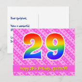 29e verjaardag: Roze strepen & harten, Regenboog 2 Briefkaart (Voorkant / Achterkant)