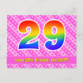 29e verjaardag: Roze strepen & harten, Regenboog 2 Briefkaart (Voorkant)