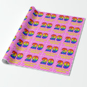 29e verjaardag: roze strepen & harten, regenboog # cadeaupapier (Uitgerold)